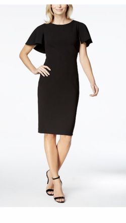 Calvin Klein Flutter Sleeve Black Dress
