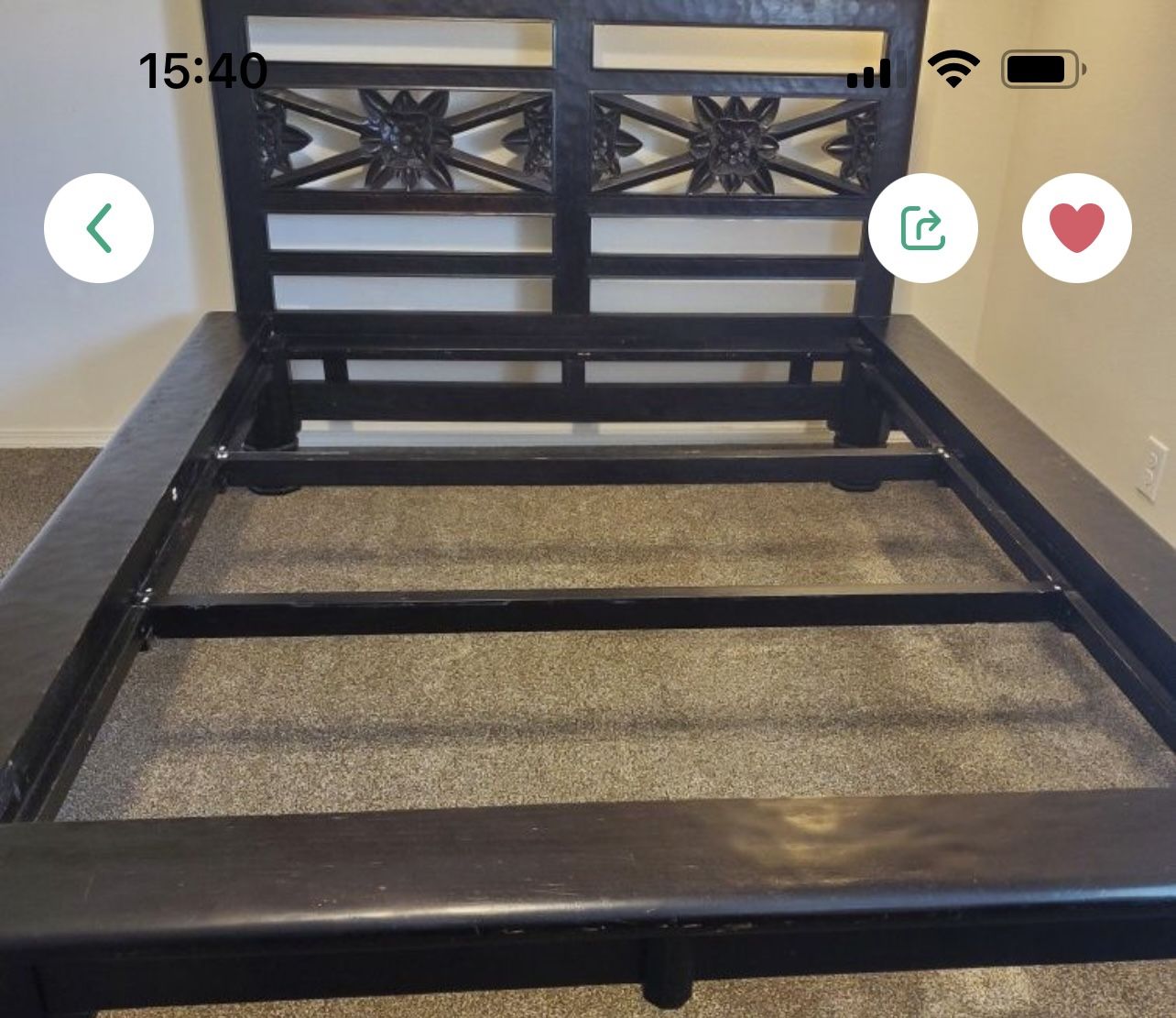 Solid Wood Hand Carved Platform Bed From Thailand