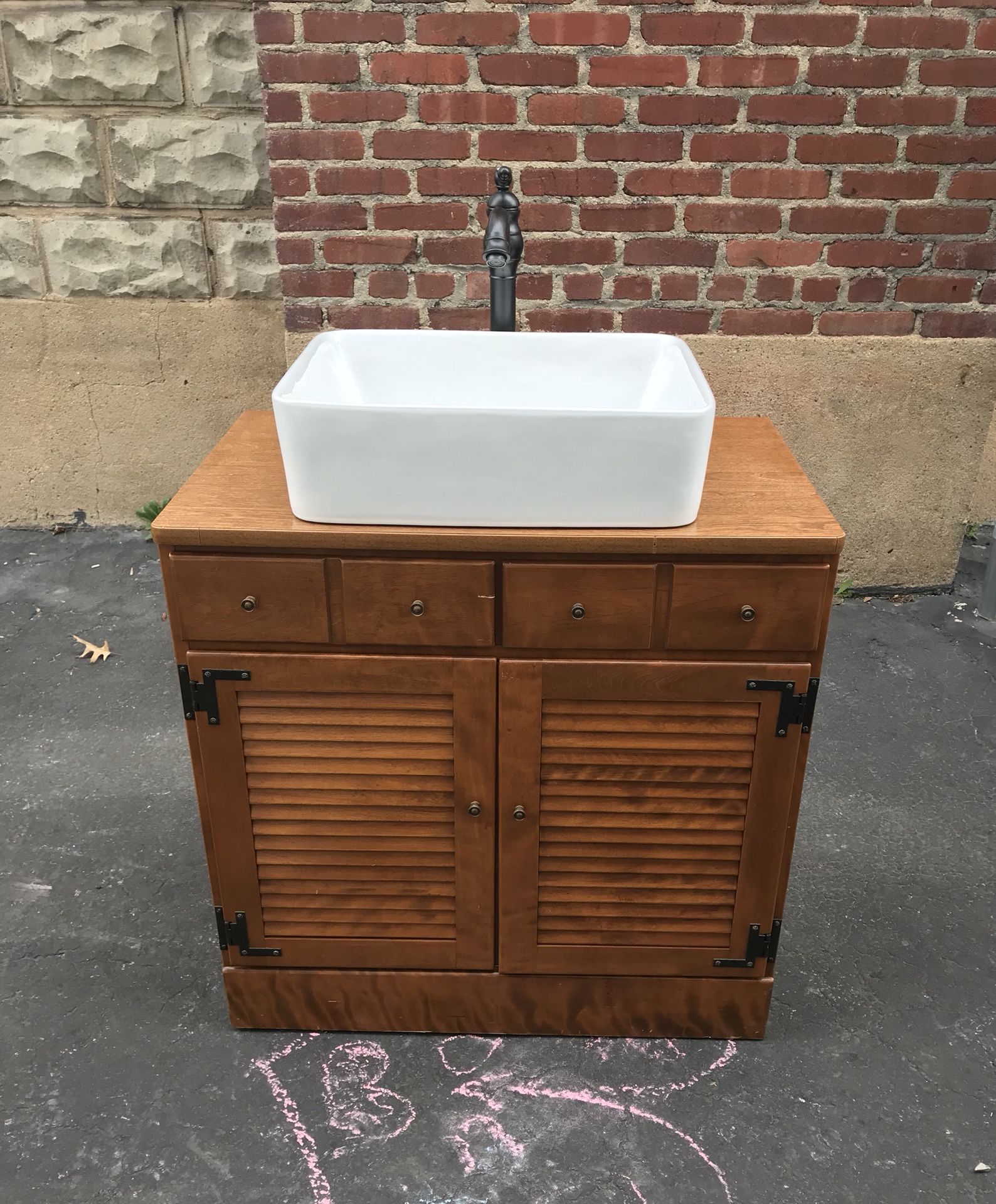Ethan Allen cabinet turned bathroom vanity