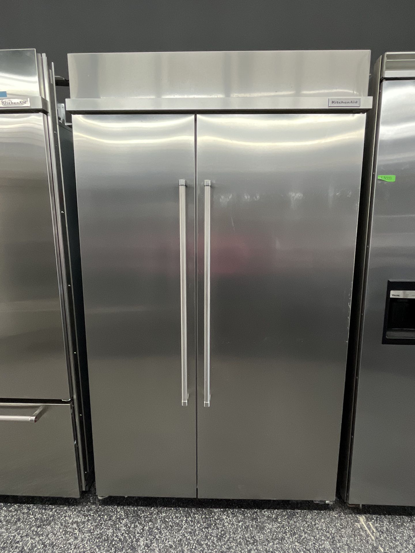 Built In Stainless Steel Kitchen Aid 48” Fridge Side By Side