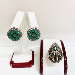 Turkish Sterling Silver Rings And Earrings 