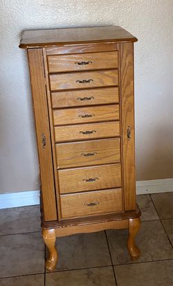 Vintage oak jewelry box- heavy