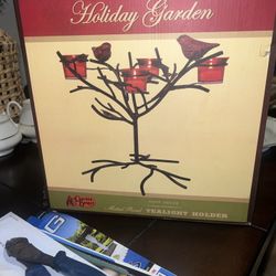 VTG Metal Cardinal Tealight Candle Holder by Cracker Barrel Holiday Garden New