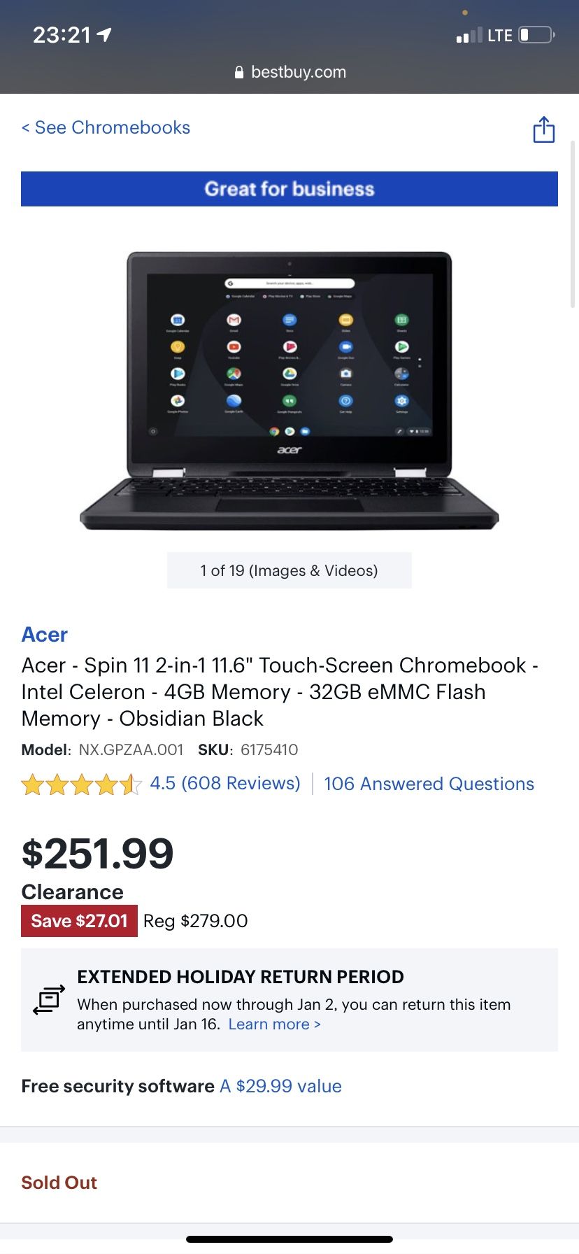 Acer - Spin 11 2-in-1 11.6" Touch-Screen Chromebook - Intel Celeron - 4GB Memory - 32GB eMMC Flash Memory - Obsidian Black