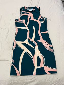 Teal Abstract Print Sleeveless Mini Dress