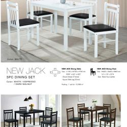 Dining Set 5pcs Color Espresso White Or Walnut 
