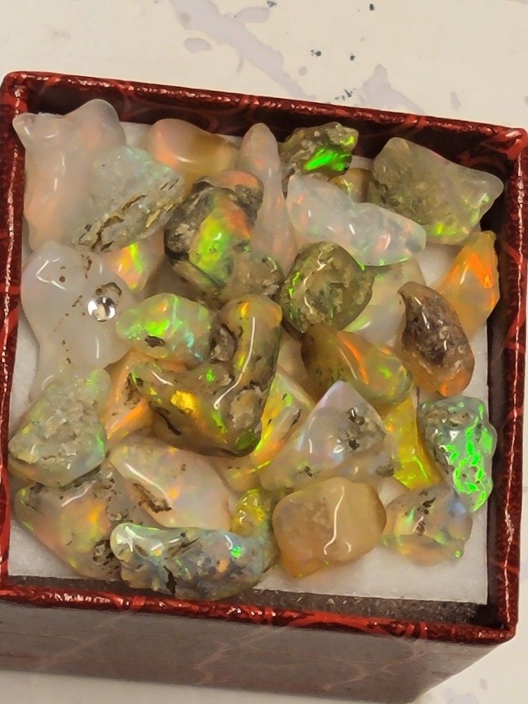 20ctw Natural Ethiopian Fire Opal Rough Polished Crystal