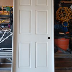 36" Interior Solid Core 6 Panel Left Door With Frame