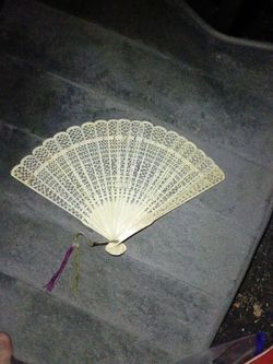 Antique Carved Bone Folding Fan