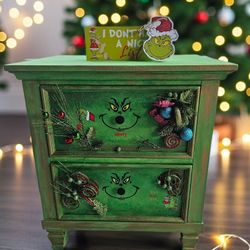 HANDPAINTED GRINCH NIGHTSTAND 