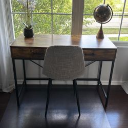 Modern Wood Desk With 2 Drawers And Free Chair