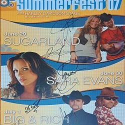 Big & Rich, Sugarland, & SaraEvans autographed CMT Summerfest concert poster
