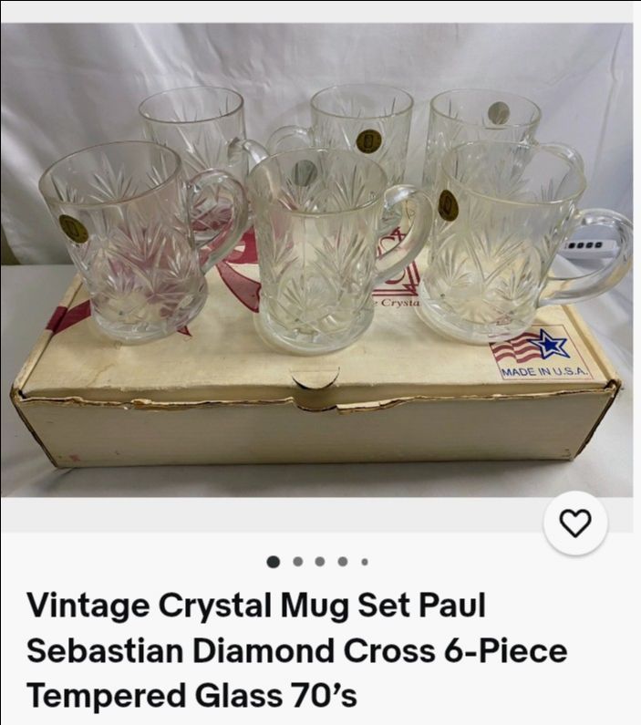 Vintage 1970s Crystal Mug Set in ORIGINAL Box