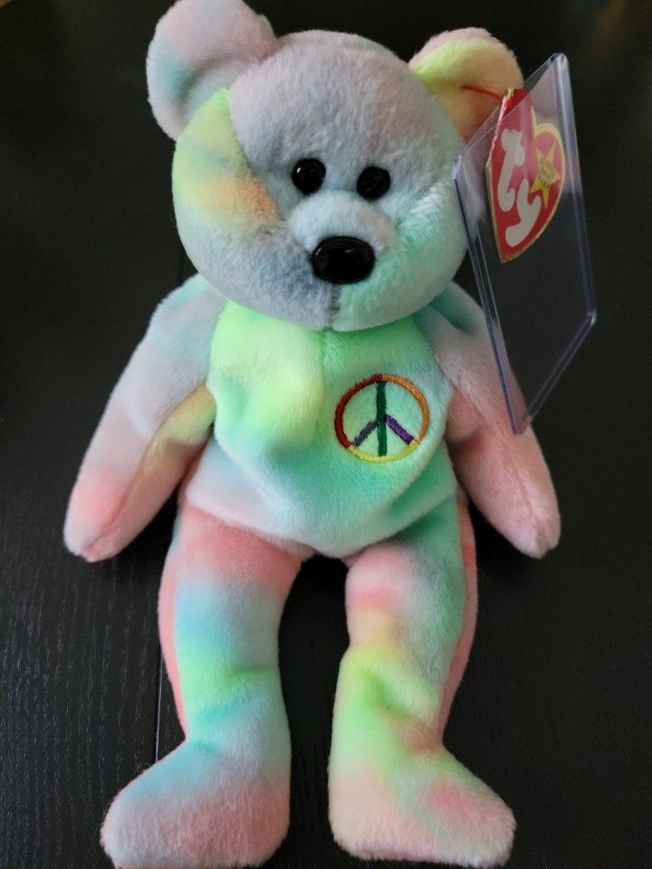 Ty Beanie Babies Peace Bear 1996 With Tag Errors
