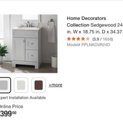 24.5 in. W x 18.75 in. D x 34.375 in. H Single Sink Bath Vanity