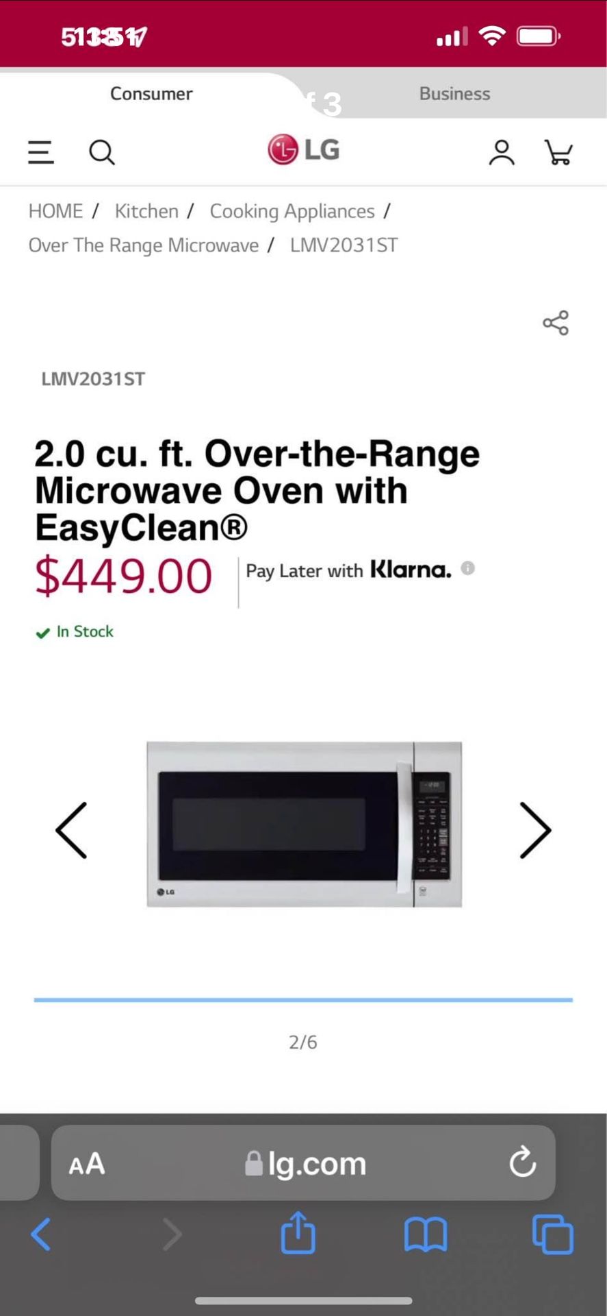 LG Over-the-range Microwave