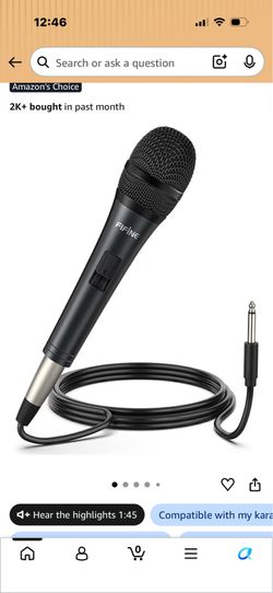Karaoke Microphone, Dynamic Vocal Microphone for Speaker, 6.35MM Wired Handheld Mic...