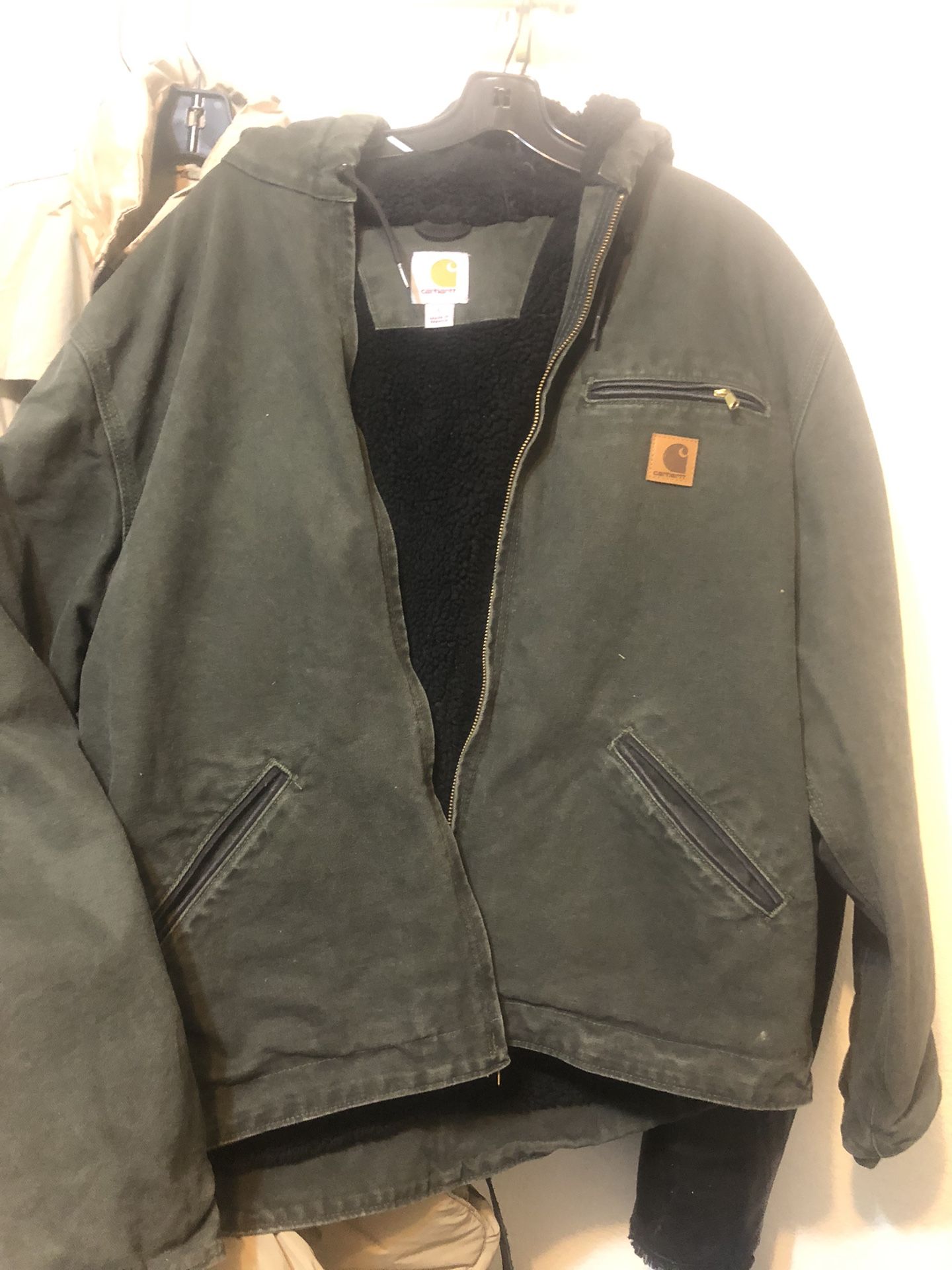 Mens Carhart J141 Hooded Jacket Moss Green Size Large