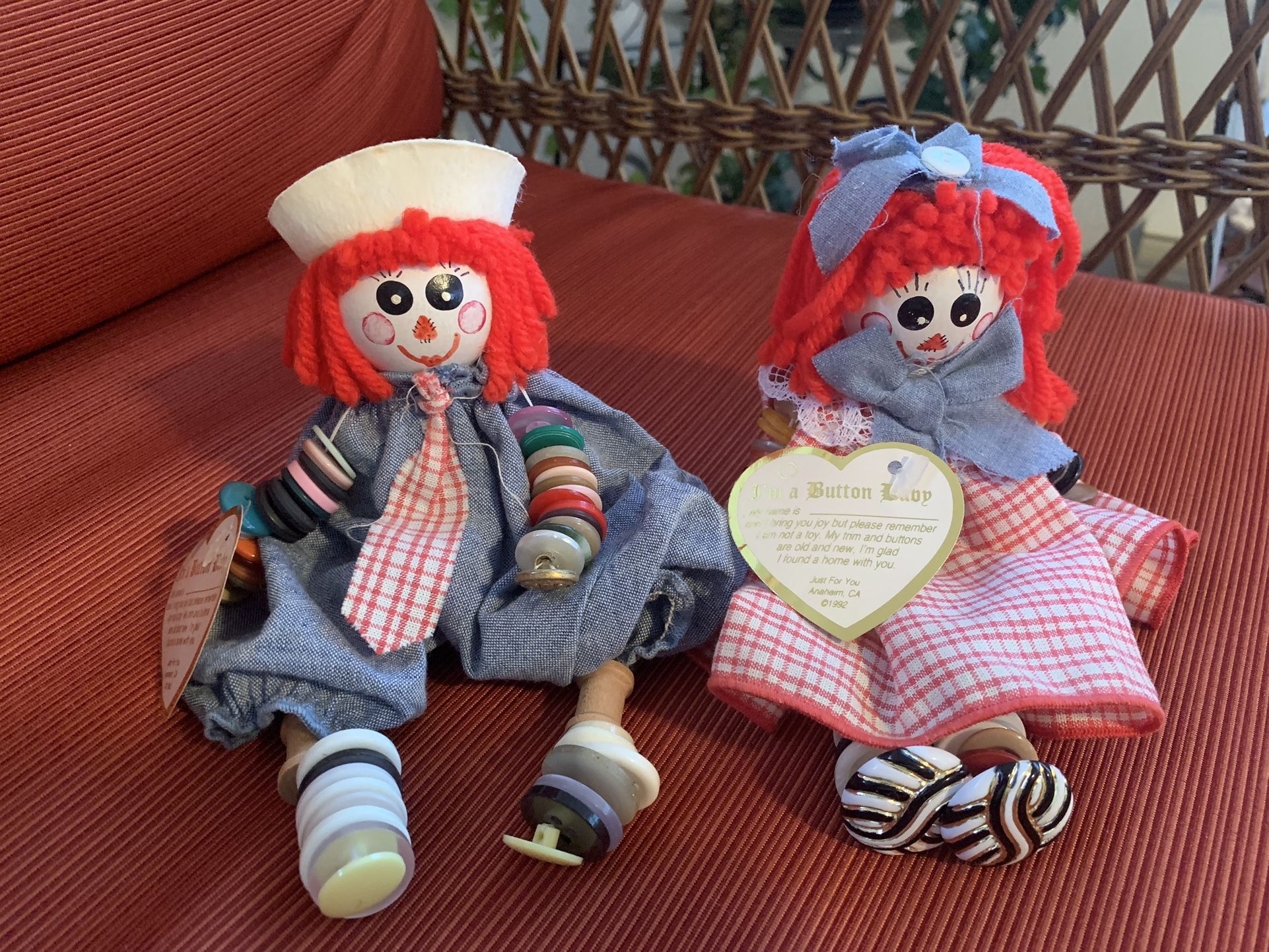 Button Baby Raggedy Ann And Raggedy Andy Button And Spool Doll