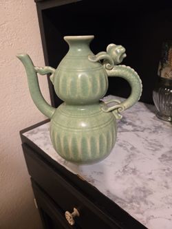Celadon Dragon Handle Ceramic Teapot