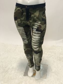 Distressed Camo/Denim Jeans