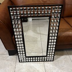 Acrylic Rhinestone Metal Mirror…34” Height By 22” Wide…$65
