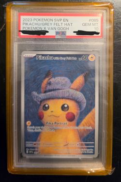 PSA 10 Pikachu Grey Felt Hat Pokemon x Van Gogh #085