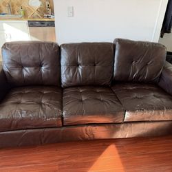Brown Leather Mix Sofa Bed For Sale