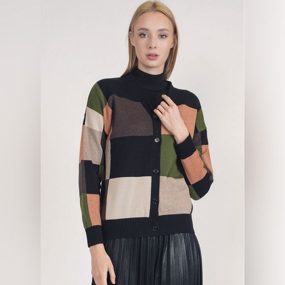 checkered multicoloured sweater cardigan