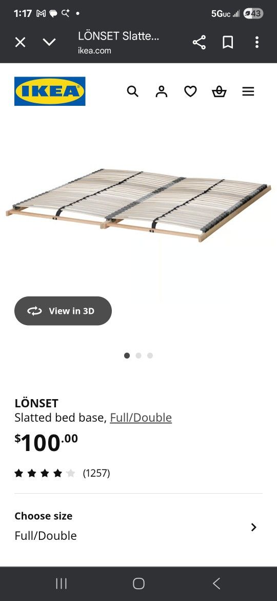 New IKEA Wooden Slated Bed Frame