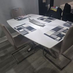 Dinner Table White With 6 Chairs 