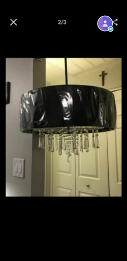 NEW CRYSTAL AND BLACK FABRIC LAMP