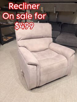 Light Gray Upholstered Recliner Chair