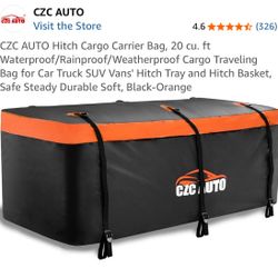 CZC AUTO Hitch Cargo Carrier Bag, 20 cu. ft Waterproof/Rainproof/Weatherproof Cargo Traveling Bag for Car Truck SUV Vans' Hitch Tray and Hitch Basket,