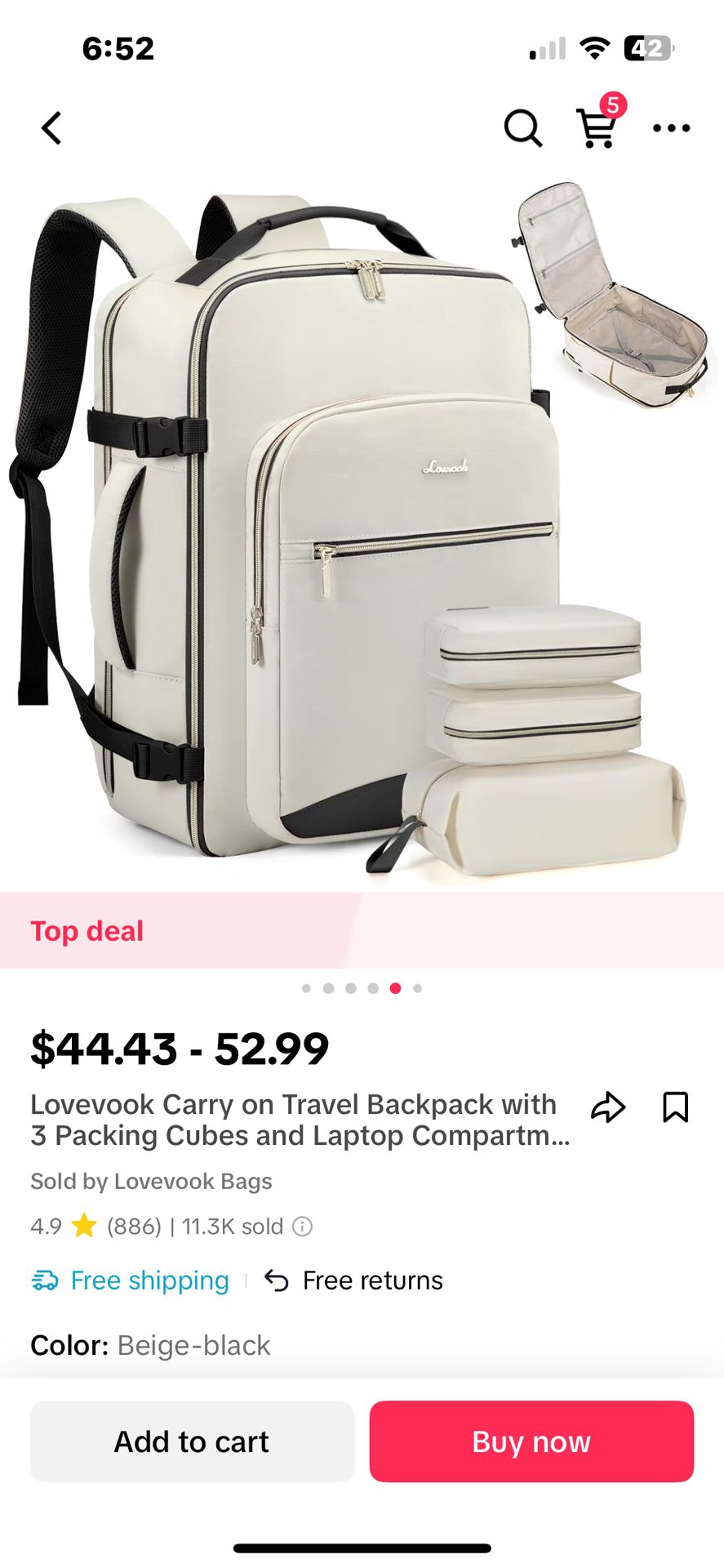 TikTok must have back pack suitcase. Elegant beige and black