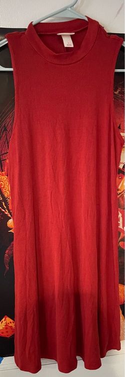 Mossimo Red Ribbed Sleeveless Mock Neck Dress