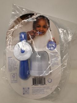 Teething Baby Toothbrush with 360° Bristles and Hygienic Cover - Polaris Blue (Brand New)