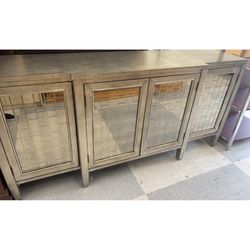 SILVER LEAF ANTIQUE MIRRORED CREDENZA 