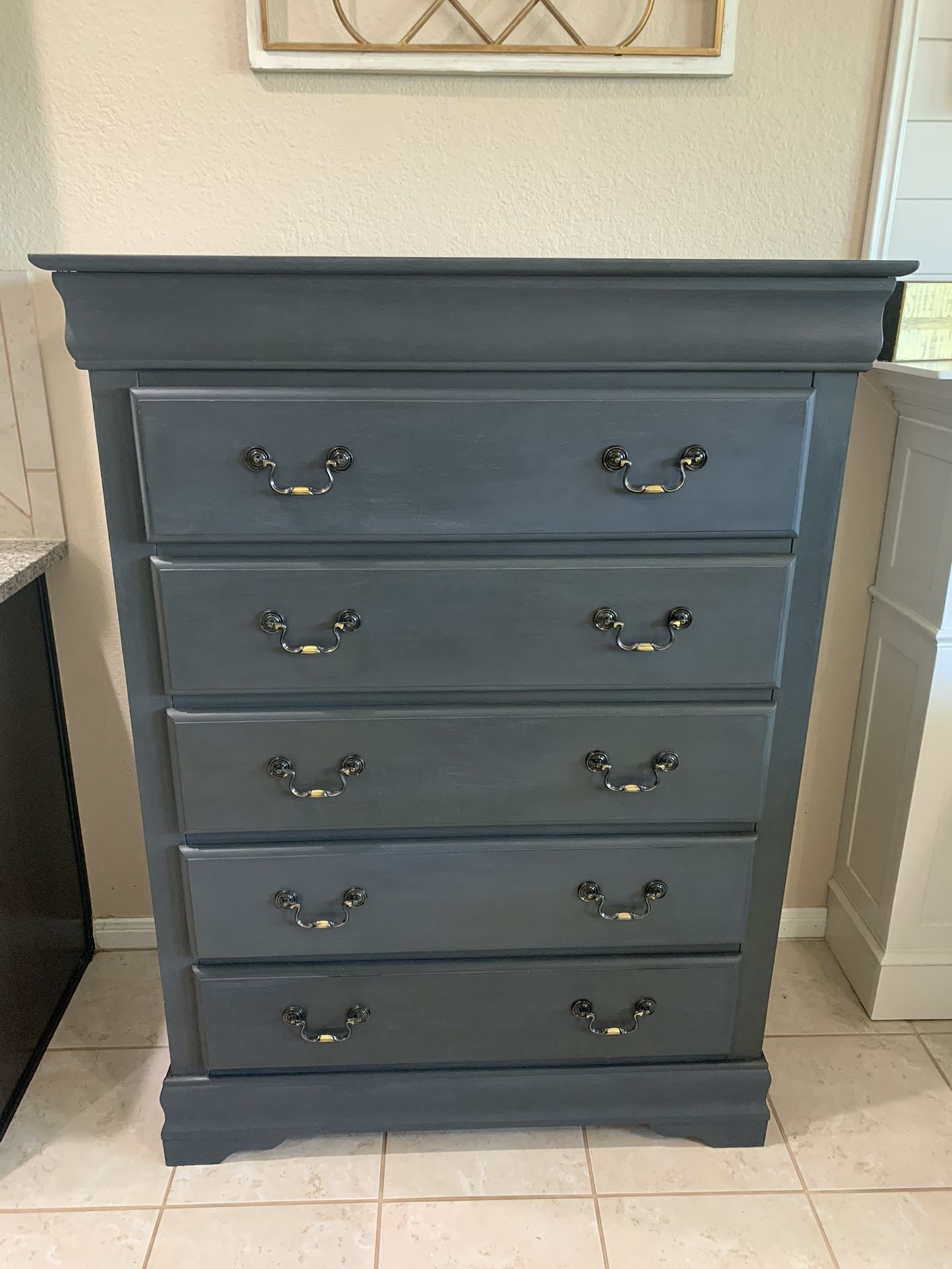 2 Newly Refurbished Charcoal Grey Gray Wood Dressers Chests Drawers