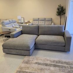 Henredon Gray Cloud Sectional Sofa with Left Chaise