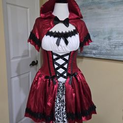 GOTHIC RED RIDING HOOD COSTUME SZ LG 