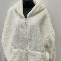 NWT Aeropostale Women's White Zip Up Fleece Hoodie Jacket Size Small 