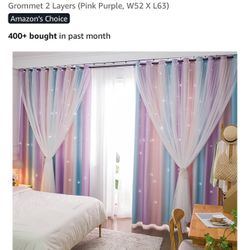 52x63” 2 Panels Kids Room Curtain, New