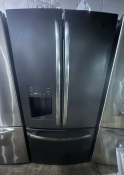LG 3‑Door Refrigerator Black Stainless w/ Dispenser — Clean, Ready