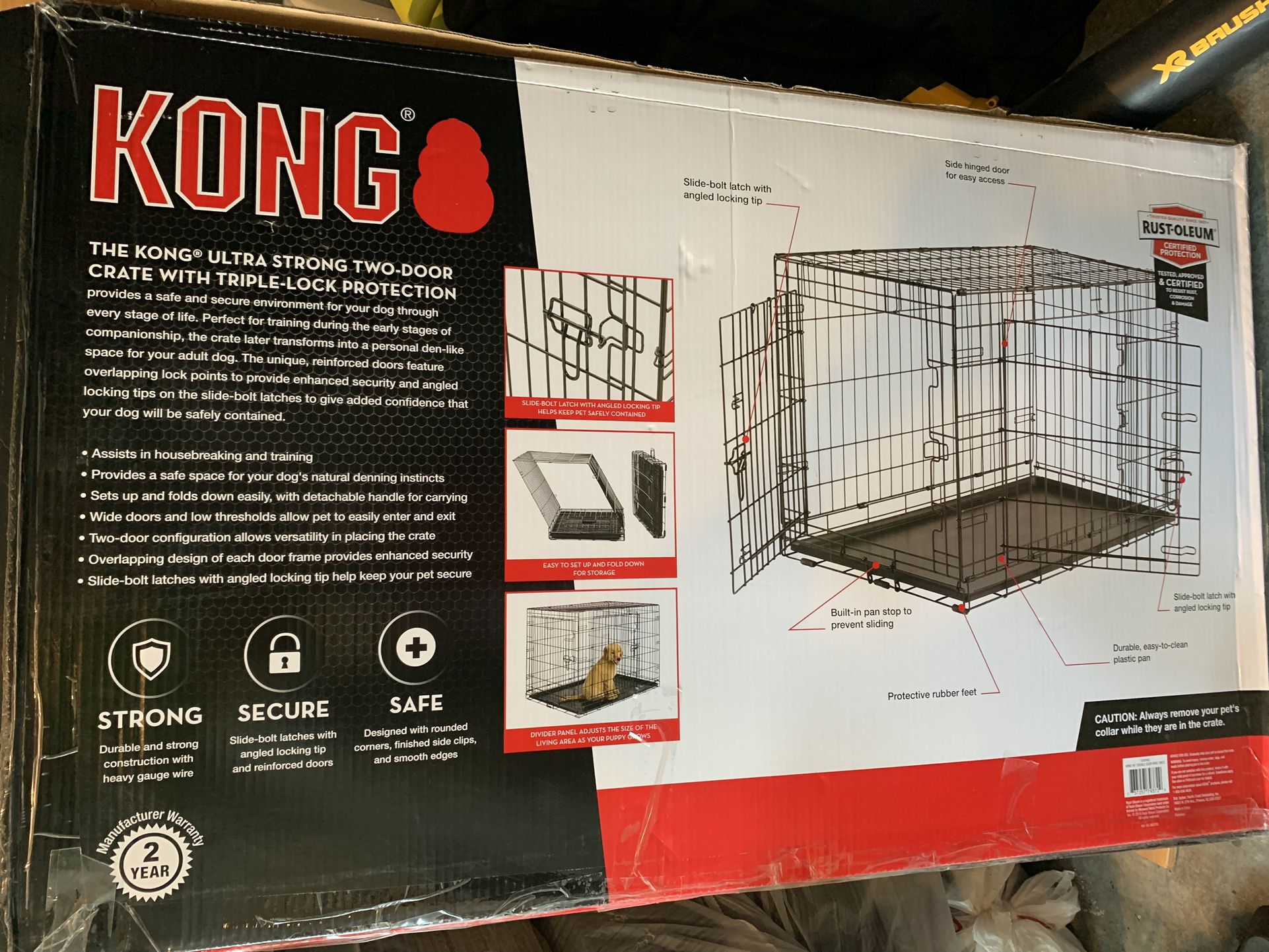 KONG Ultra Strong Two Door Crate With Triple Lock Protection 