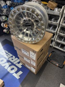 17x8.5 KMC KM552 IMS Gloss Silver W/ Machined Face Wheels 6x5.5 (25mm) Set of 4