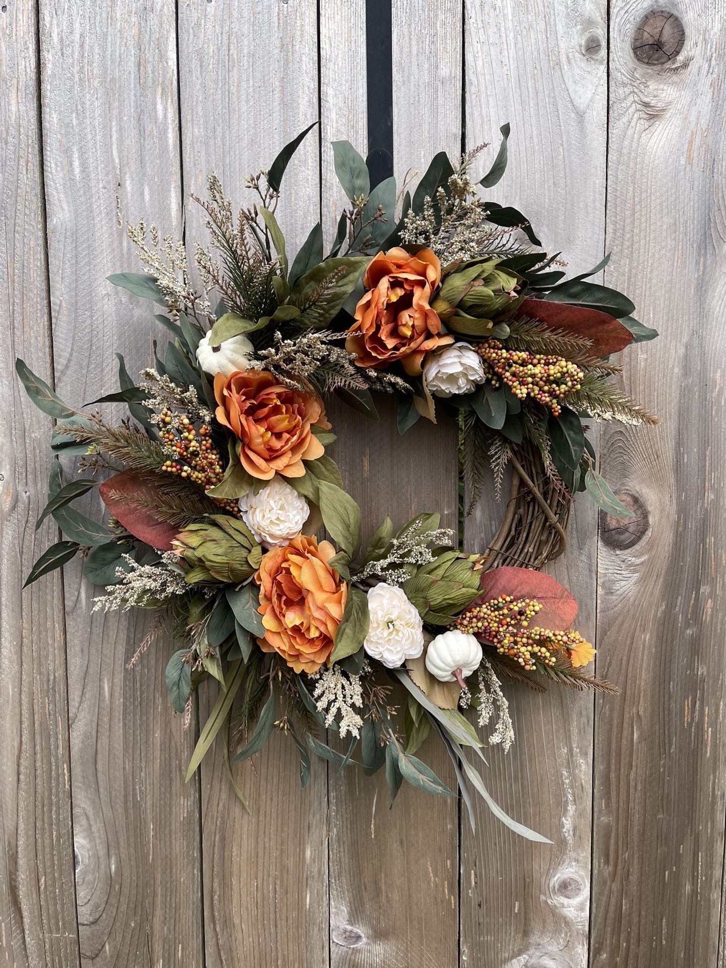 NEW Handmade Fall Wreath Peonies and Artichokes