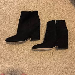 Sam Edelman Black Suede Wedge Booties