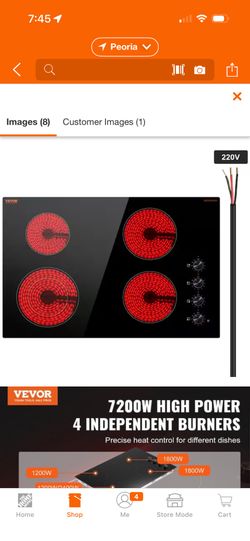 30”  GLASS ELECTRIC COOK TOP 220 V  NEW