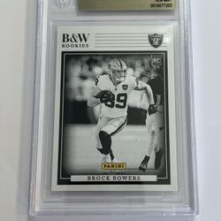 BROCK BOWERS 2024 Panini Instant B&W Rookie Card GEM MINT 9.5 Beckett #BWR15 Las Vegas Raiders NFL /680